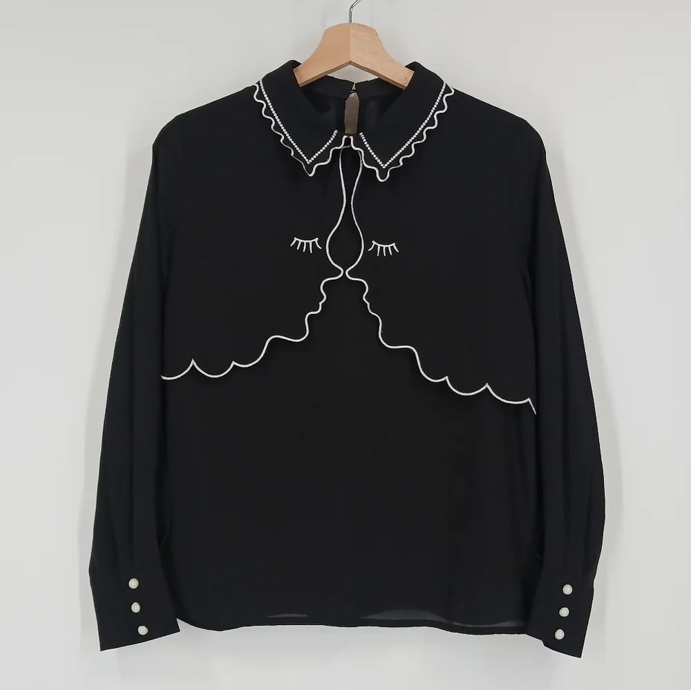 Contrast Mirrored Face Blouse - Picture 1 of 4